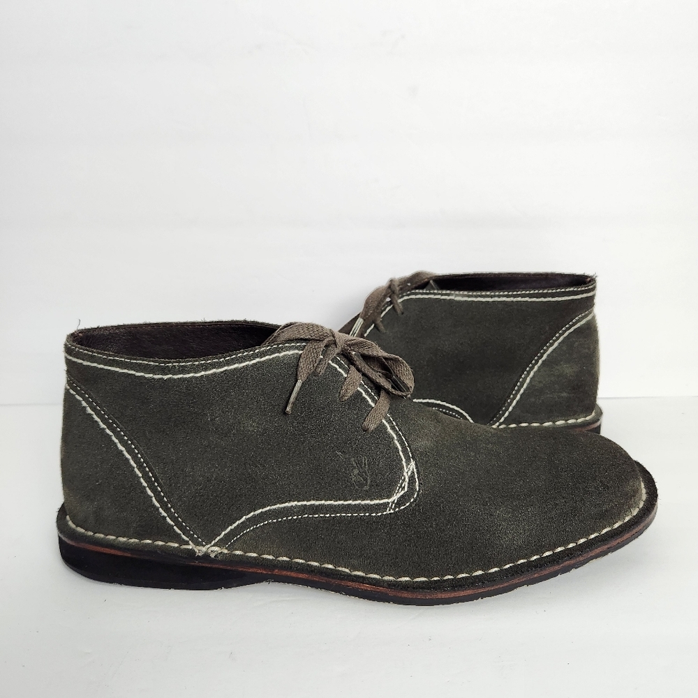 John Varvatos USA Mens Size 11.5M Gray Lace Up Casual Suede Ankle Chukka Boots